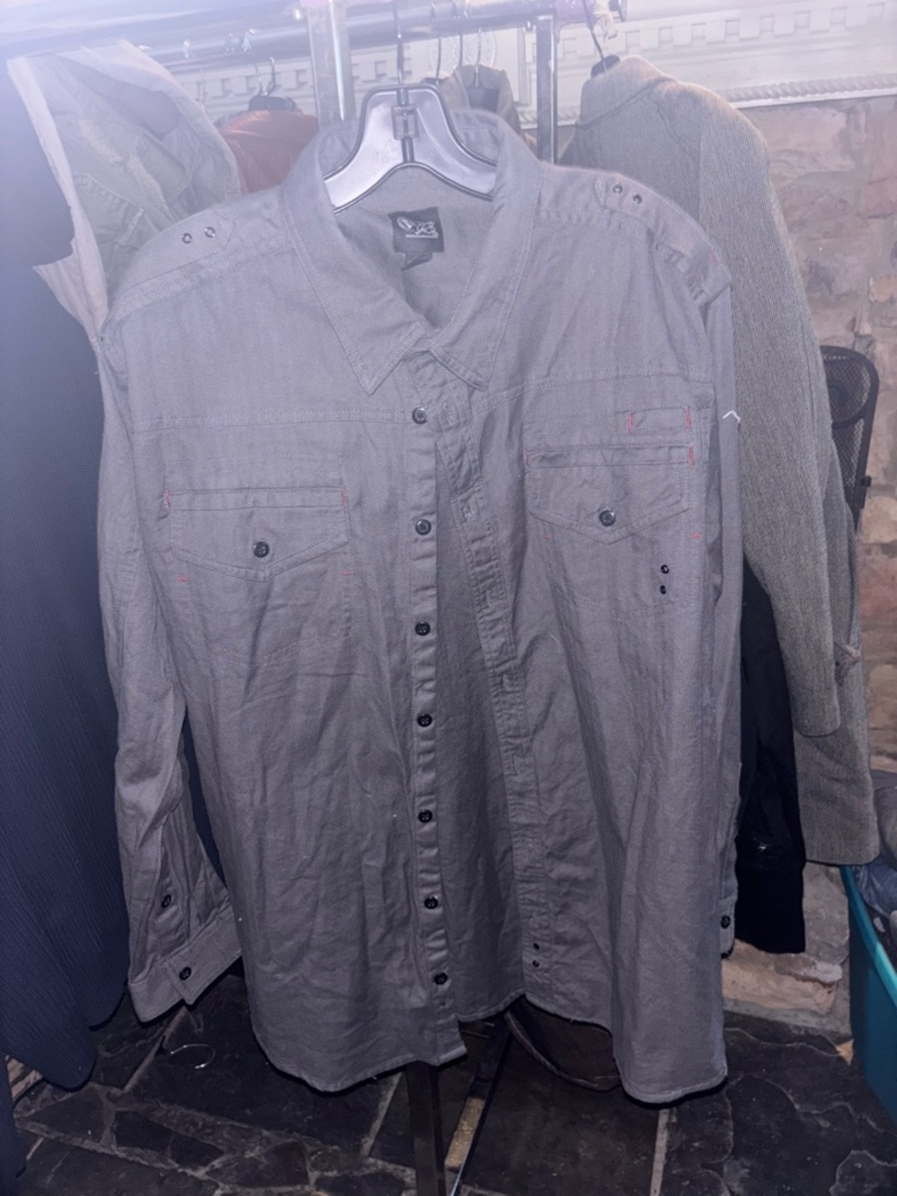 Men's Lightweight Gray Button-Up Shirt Jacket